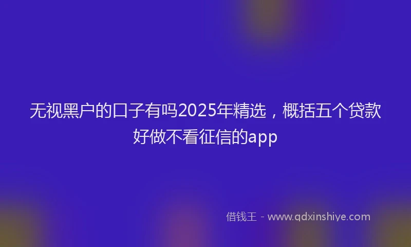 无视黑户的口子有吗2025年精选，概括五个贷款好做不看征信的app