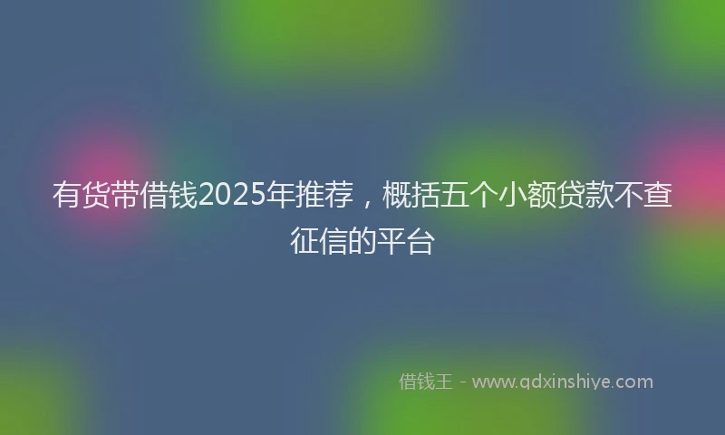 有货带借钱2025年推荐，概括五个小额贷款不查征信的平台