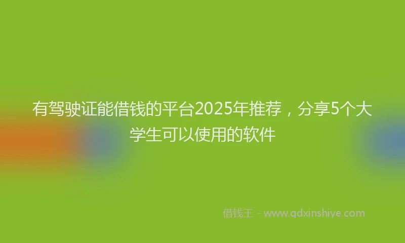 有驾驶证能借钱的平台2025年推荐，分享5个大学生可以使用的软件