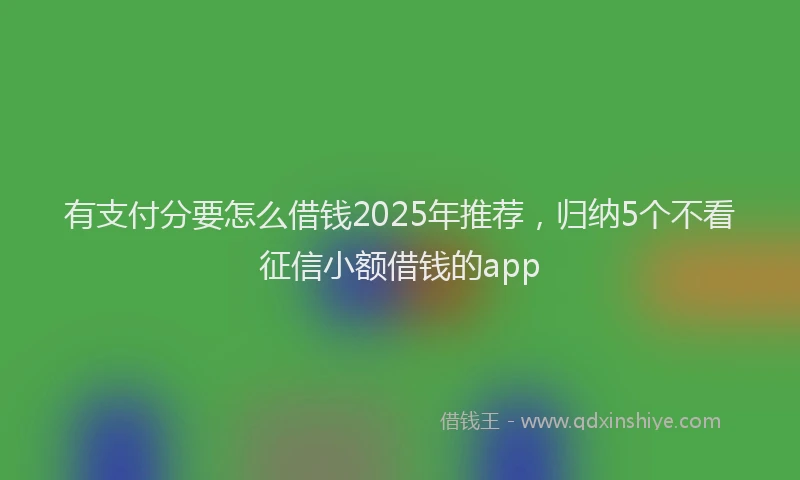 有支付分要怎么借钱2025年推荐，归纳5个不看征信小额借钱的app