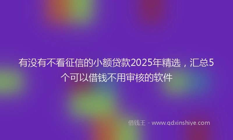 有没有不看征信的小额贷款2025年精选，汇总5个可以借钱不用审核的软件