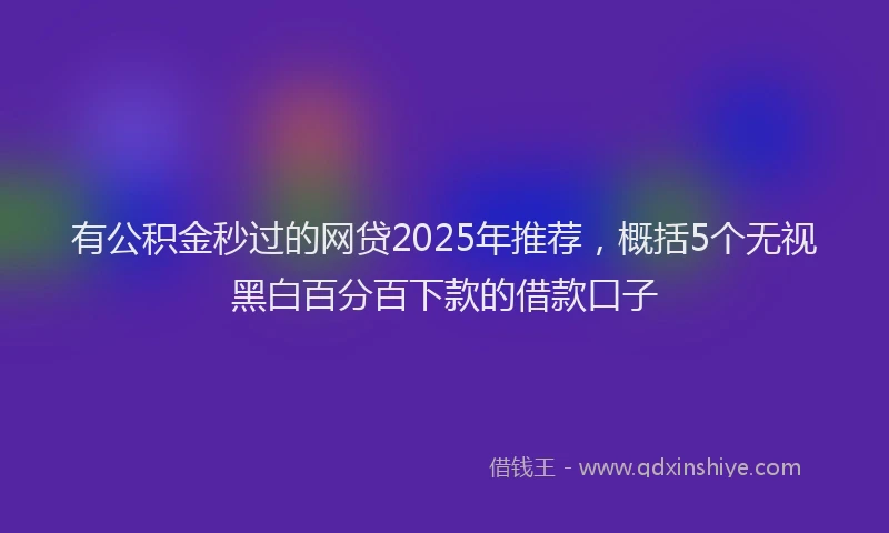 有公积金秒过的网贷2025年推荐，概括5个无视黑白百分百下款的借款口子