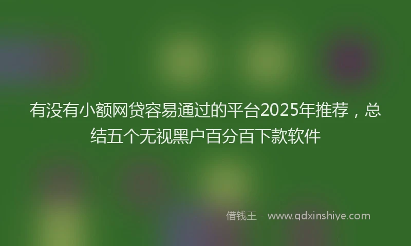 有没有小额网贷容易通过的平台2025年推荐，总结五个无视黑户百分百下款软件