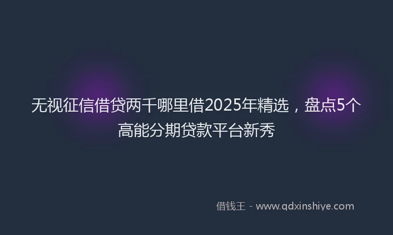 无视征信借贷两千哪里借2025年精选，盘点5个高能分期贷款平台新秀
