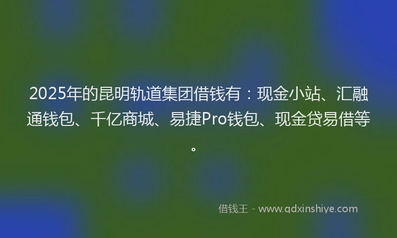 2025年的昆明轨道集团借钱有：现金小站、汇融通钱包、千亿商城、易捷Pro钱包、现金贷易借等。