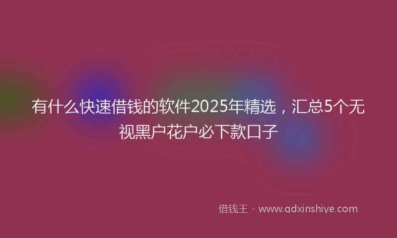 有什么快速借钱的软件2025年精选，汇总5个无视黑户花户必下款口子