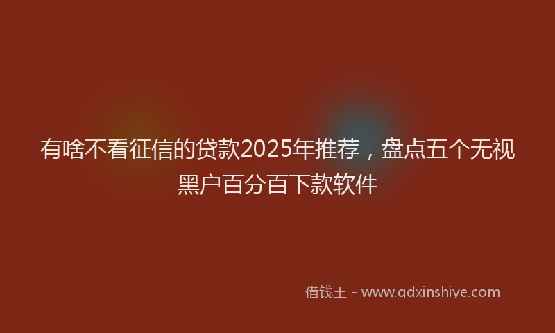 有啥不看征信的贷款2025年推荐，盘点五个无视黑户百分百下款软件