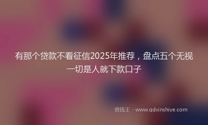 有那个贷款不看征信2025年推荐，盘点五个无视一切是人就下款口子