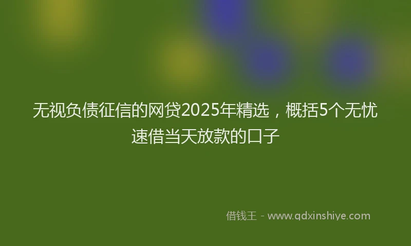 无视负债征信的网贷2025年精选，概括5个无忧速借当天放款的口子