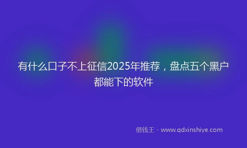 有什么口子不上征信2025年推荐，盘点五个黑户都能下的软件