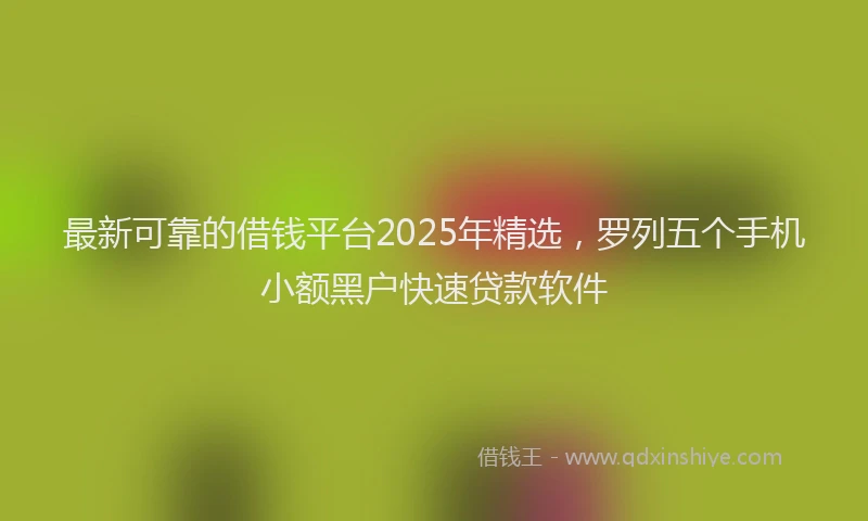 最新可靠的借钱平台2025年精选，罗列五个手机小额黑户快速贷款软件