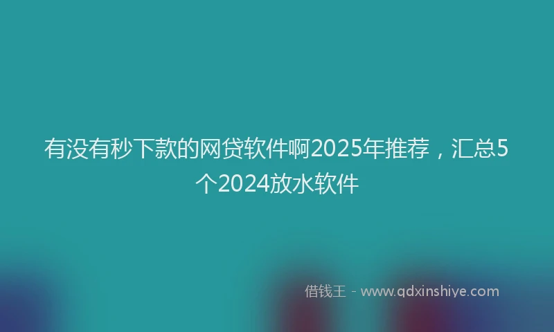 有没有秒下款的网贷软件啊2025年推荐，汇总5个2024放水软件