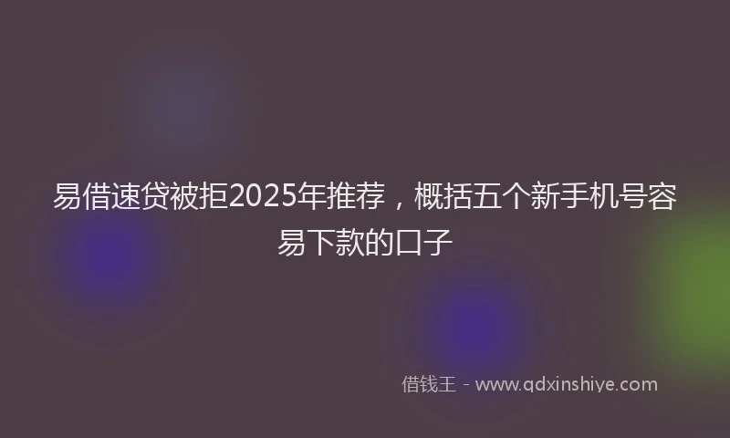易借速贷被拒2025年推荐，概括五个新手机号容易下款的口子