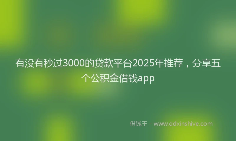 有没有秒过3000的贷款平台2025年推荐，分享五个公积金借钱app