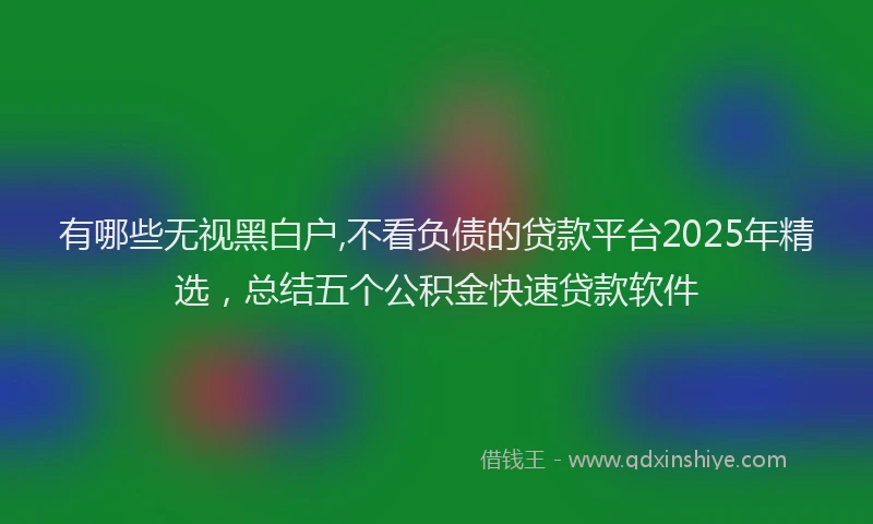 有哪些无视黑白户,不看负债的贷款平台2025年精选，总结五个公积金快速贷款软件