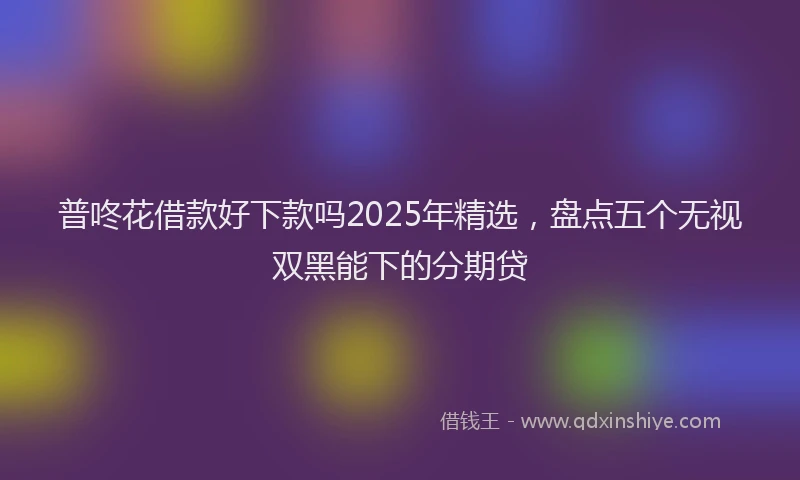 普咚花借款好下款吗2025年精选，盘点五个无视双黑能下的分期贷