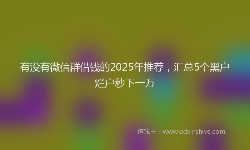 有没有微信群借钱的2025年推荐，汇总5个黑户烂户秒下一万