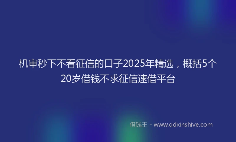 机审秒下不看征信的口子2025年精选，概括5个20岁借钱不求征信速借平台