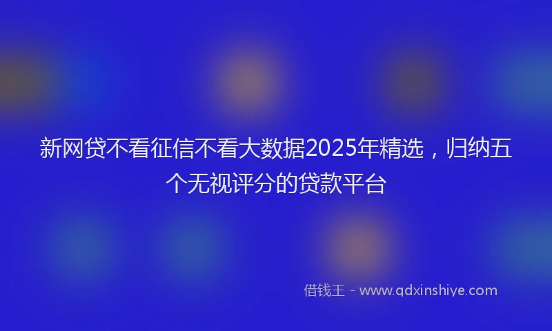 新网贷不看征信不看大数据2025年精选，归纳五个无视评分的贷款平台