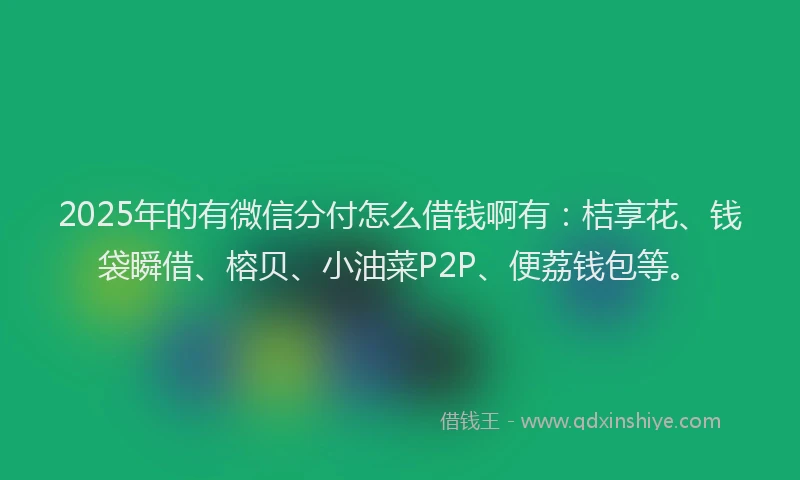 2025年的有微信分付怎么借钱啊有：桔享花、钱袋瞬借、榕贝、小油菜P2P、便荔钱包等。