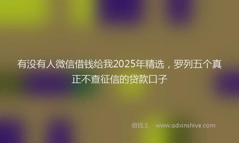 有没有人微信借钱给我2025年精选，罗列五个真正不查征信的贷款口子