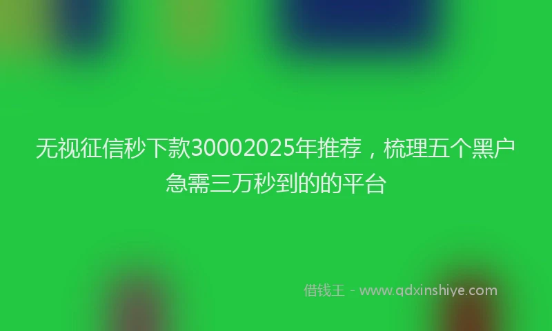 无视征信秒下款30002025年推荐，梳理五个黑户急需三万秒到的的平台