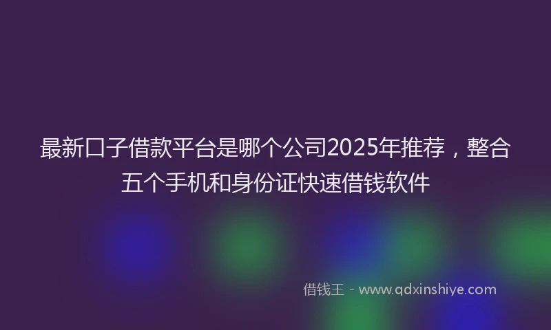 最新口子借款平台是哪个公司2025年推荐，整合五个手机和身份证快速借钱软件