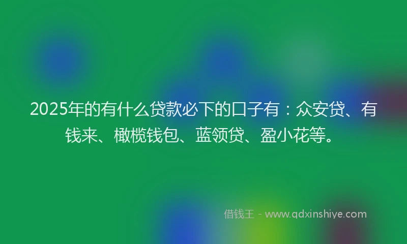 2025年的有什么贷款必下的口子有：众安贷、有钱来、橄榄钱包、蓝领贷、盈小花等。