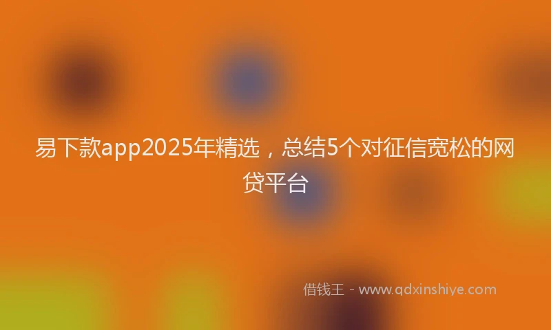 易下款app2025年精选，总结5个对征信宽松的网贷平台