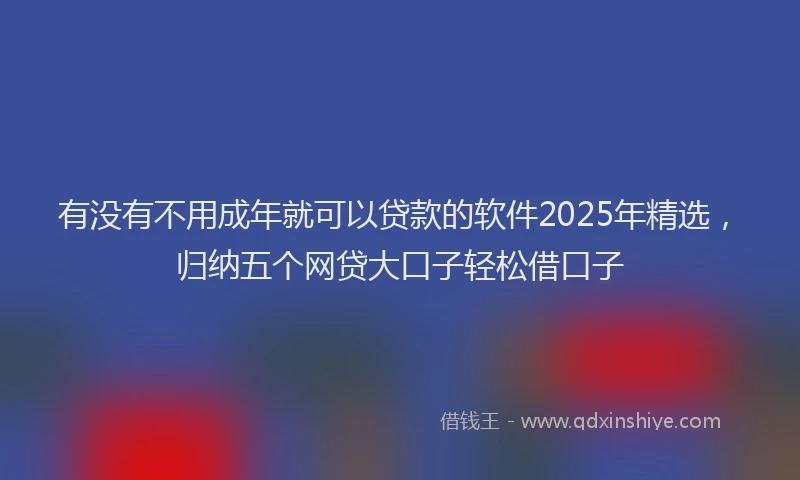 有没有不用成年就可以贷款的软件2025年精选，归纳五个网贷大口子轻松借口子