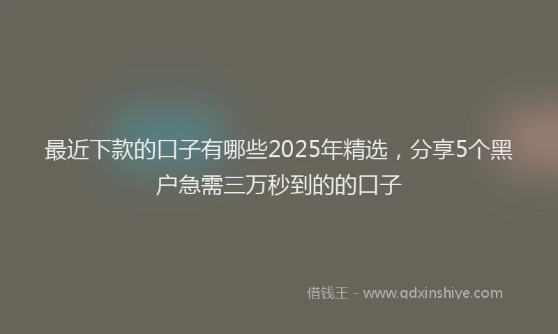 最近下款的口子有哪些2025年精选，分享5个黑户急需三万秒到的的口子