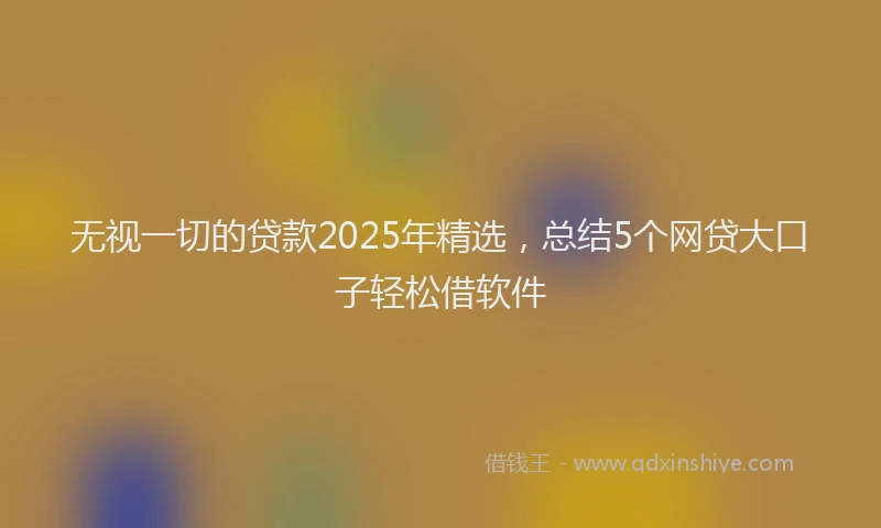 无视一切的贷款2025年精选，总结5个网贷大口子轻松借软件