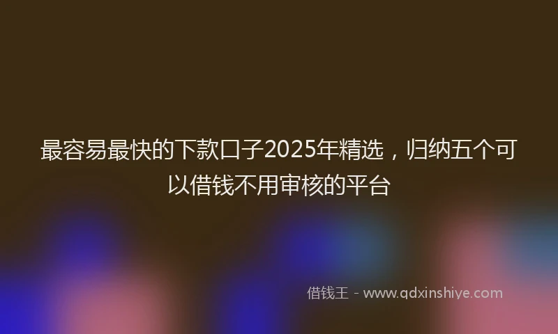 最容易最快的下款口子2025年精选，归纳五个可以借钱不用审核的平台