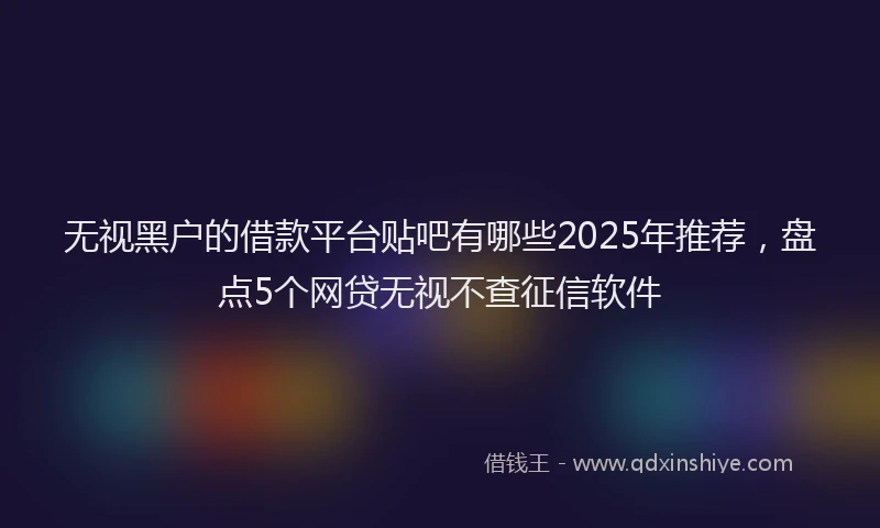 无视黑户的借款平台贴吧有哪些2025年推荐，盘点5个网贷无视不查征信软件