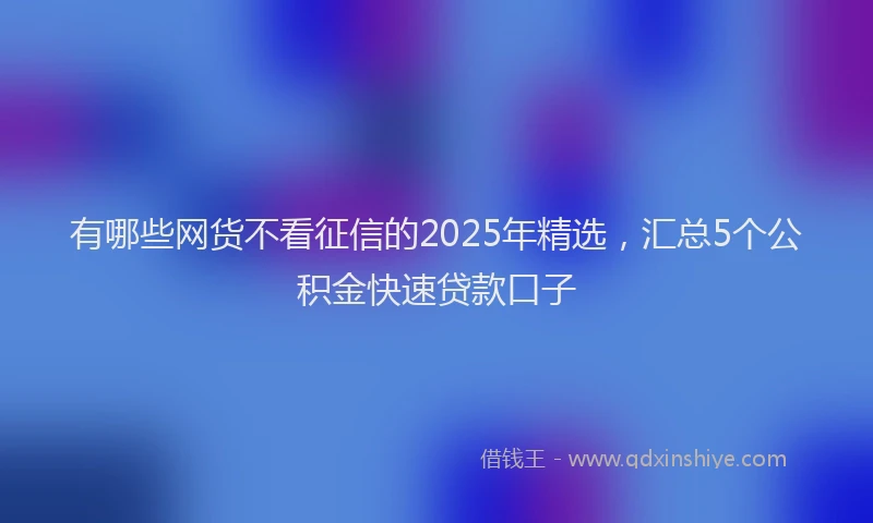 有哪些网货不看征信的2025年精选，汇总5个公积金快速贷款口子
