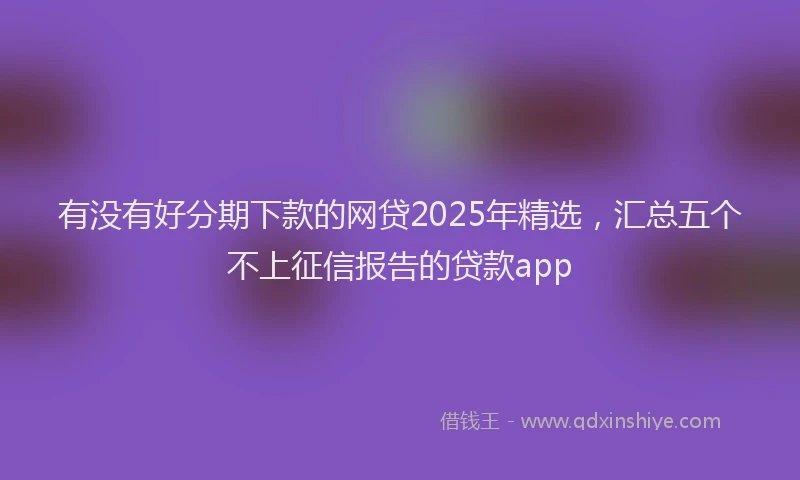有没有好分期下款的网贷2025年精选，汇总五个不上征信报告的贷款app