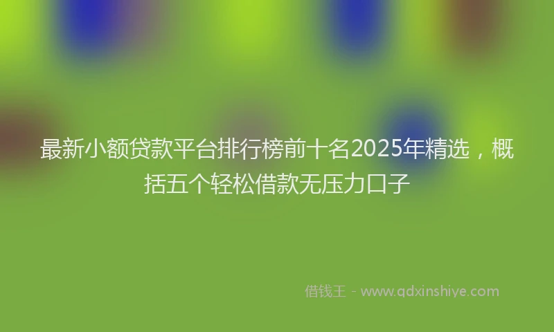 最新小额贷款平台排行榜前十名2025年精选，概括五个轻松借款无压力口子
