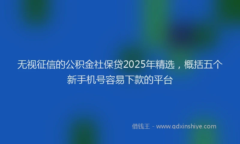 无视征信的公积金社保贷2025年精选，概括五个新手机号容易下款的平台