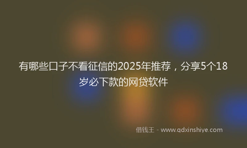 有哪些口子不看征信的2025年推荐，分享5个18岁必下款的网贷软件