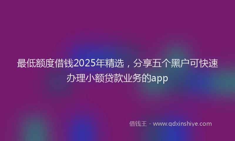最低额度借钱2025年精选，分享五个黑户可快速办理小额贷款业务的app