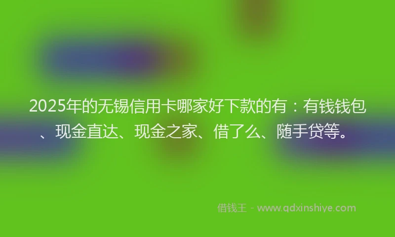 2025年的无锡信用卡哪家好下款的有：有钱钱包、现金直达、现金之家、借了么、随手贷等。