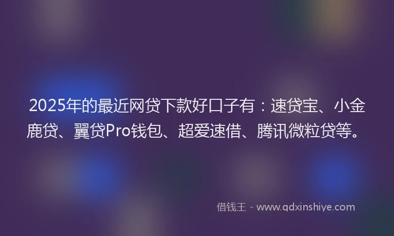 2025年的最近网贷下款好口子有：速贷宝、小金鹿贷、翼贷Pro钱包、超爱速借、腾讯微粒贷等。