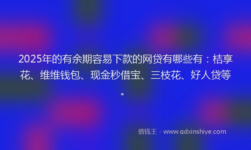 2025年的有余期容易下款的网贷有哪些有：桔享花、维维钱包、现金秒借宝、三枝花、好人贷等。