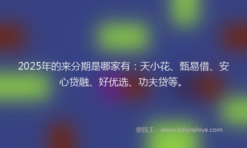 2025年的来分期是哪家有：天小花、甄易借、安心贷融、好优选、功夫贷等。