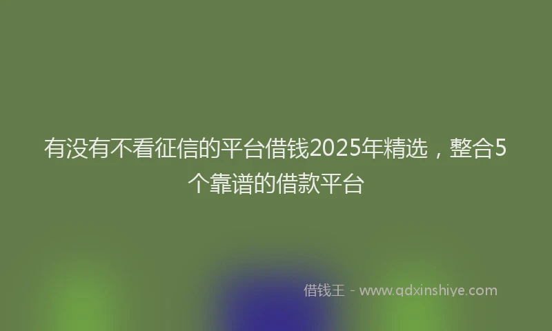 有没有不看征信的平台借钱2025年精选，整合5个靠谱的借款平台