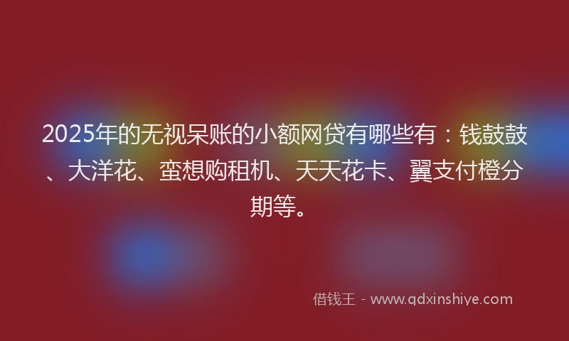 2025年的无视呆账的小额网贷有哪些有：钱鼓鼓、大洋花、蛮想购租机、天天花卡、翼支付橙分期等。