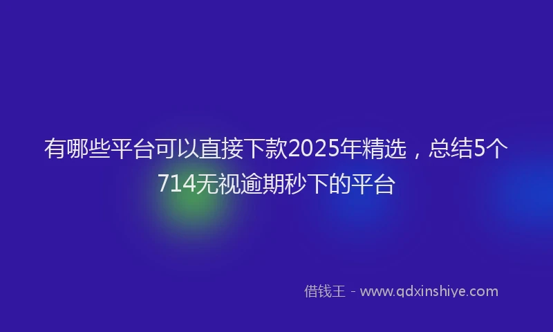 有哪些平台可以直接下款2025年精选，总结5个714无视逾期秒下的平台