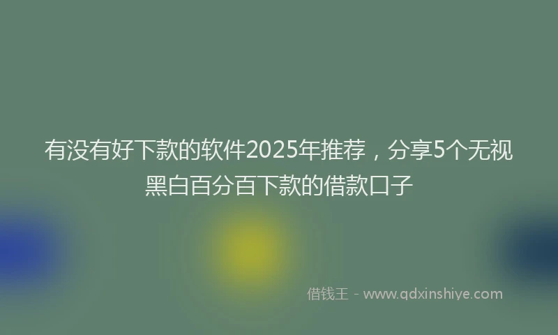 有没有好下款的软件2025年推荐，分享5个无视黑白百分百下款的借款口子