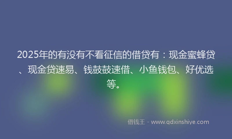 2025年的有没有不看征信的借贷有：现金蜜蜂贷、现金贷速易、钱鼓鼓速借、小鱼钱包、好优选等。