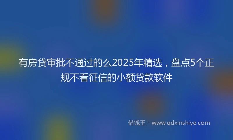 有房贷审批不通过的么2025年精选，盘点5个正规不看征信的小额贷款软件